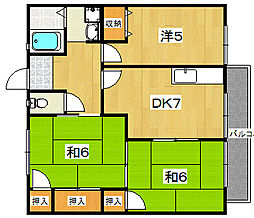 コンフォルム新明 2階3DKの間取り