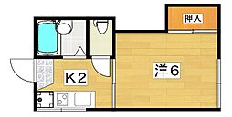 南くずはグリーンハイツ 1Kの間取図画像