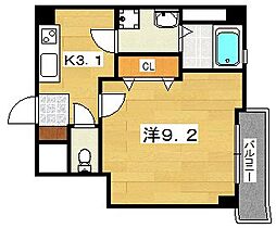 マーブルコート楠葉 1Kの間取図画像