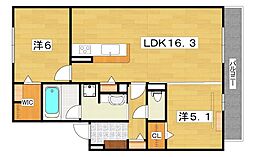 T-residence楠葉 2LDKの間取図画像
