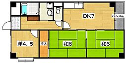 ヒルサイドヴィレッジC棟 3DKの間取図画像