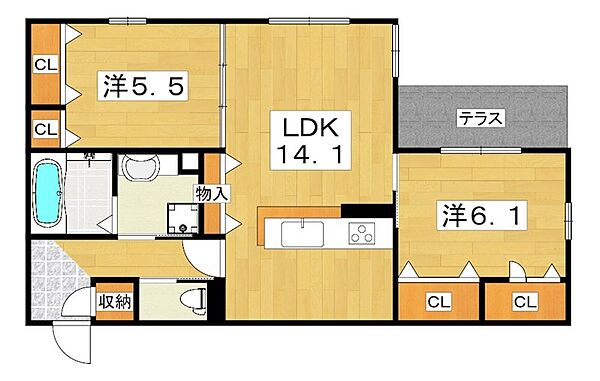 Repos ｜大阪府枚方市伊加賀西町(賃貸アパート2LDK・1階・63.09㎡)の写真 その2