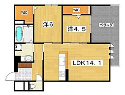OKAYAMATE嘉平 3階2LDKの間取り