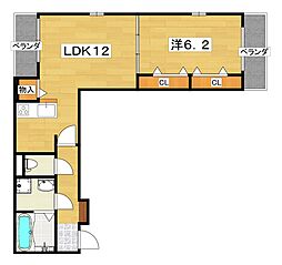 パインオーク　A 3階1LDKの間取り