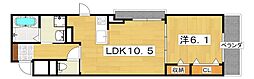 パインオーク　C 2階1LDKの間取り