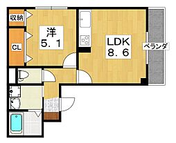 グラシオッソ 1階1LDKの間取り