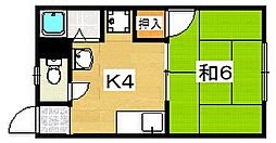 牧野サクラハイツ 1DKの間取図画像
