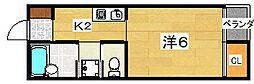 宮之阪ハイツ三番館 1Kの間取図画像