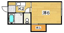 谷村ハイツ1 1Kの間取図画像