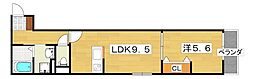 ウイング牧野駅前 1LDKの間取図画像