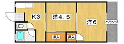 トミタハイツ 2Kの間取図画像