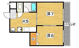 ベルフォーレ 2Kの間取図画像