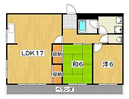 第二藤ビル藤ロイヤルハイツ 2LDKの間取図画像