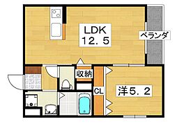 TEKO宮之阪 1LDKの間取図画像