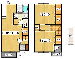 カサデフロール 2LDKの間取図画像