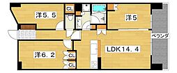 ザ・フロントマークス枚方 3LDKの間取図画像