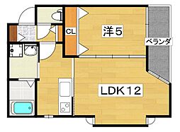 シャンテー東香里 1LDKの間取図画像