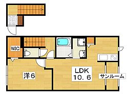 セレーノ渚西 1LDKの間取図画像