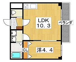 ソリティア光善寺 1LDKの間取図画像