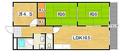 宮之阪ハイツ弐番館 3LDKの間取図画像