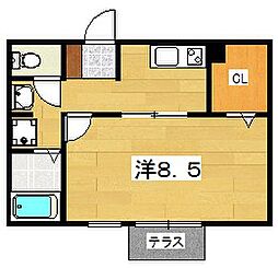 コムズスクエア西禁野 1Kの間取図画像