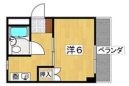水仙ハイツ 1Kの間取図画像