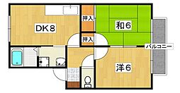 グリーンハイツ 2DKの間取図画像