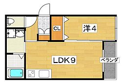 リヴェール長尾 1階1LDKの間取り