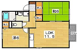サンフォレスト 2階2LDKの間取り