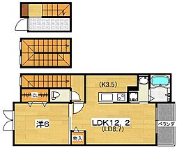 ベルメゾン 3階1LDKの間取り
