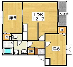 ブランメゾンN 2LDKの間取図画像