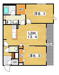 シャーメゾン スターセント 2LDKの間取図画像
