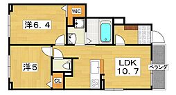 クラール倉治B 2LDKの間取図画像