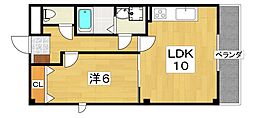 グランコスモ交野 1LDKの間取図画像