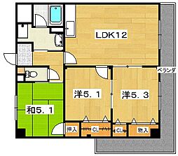 グローバルK 3LDKの間取図画像