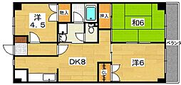 クレールN1 3DKの間取図画像
