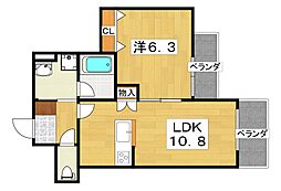 へーベルメゾン星田駅前 1LDKの間取図画像