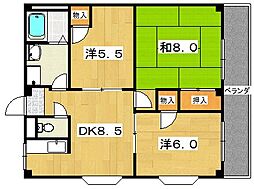 エクセレンス星田1 3DKの間取図画像