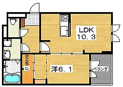 ブローテ 1LDKの間取図画像