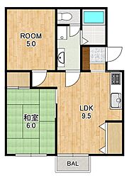 フォーブルM 2階2DKの間取り
