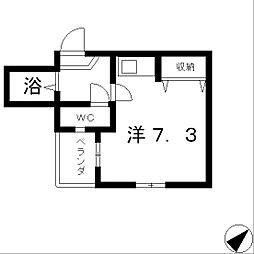 グランドアルシュ 1階ワンルームの間取り