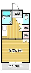 リバージュマンション 1階1Kの間取り