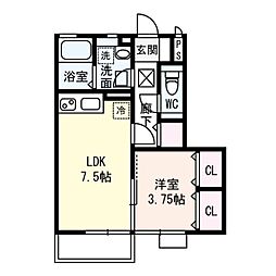 サーキディット 2階1LDKの間取り