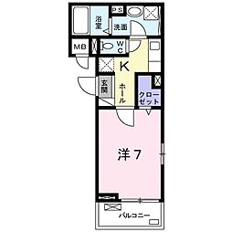 エレガント・エム 1Kの間取図画像