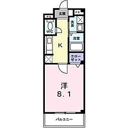 カルムアビタシオン大将軍 1Kの間取図画像