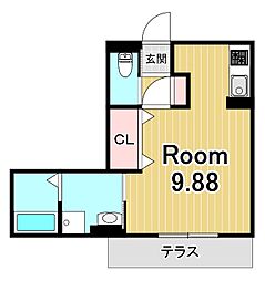 リバーハイツ3 ワンルームの間取図画像