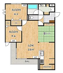 Hama L'Atrium 2LDKの間取図画像