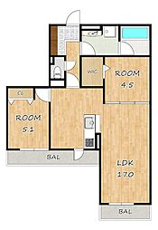 Hama L'Atrium 2LDKの間取図画像
