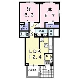 コーポ勢多6番館 2LDKの間取図画像