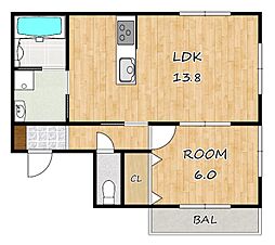 House.hold16 1LDKの間取図画像